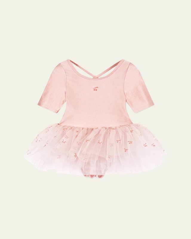 Girl's Ballerina Cherry-Print Dress, Size 12M